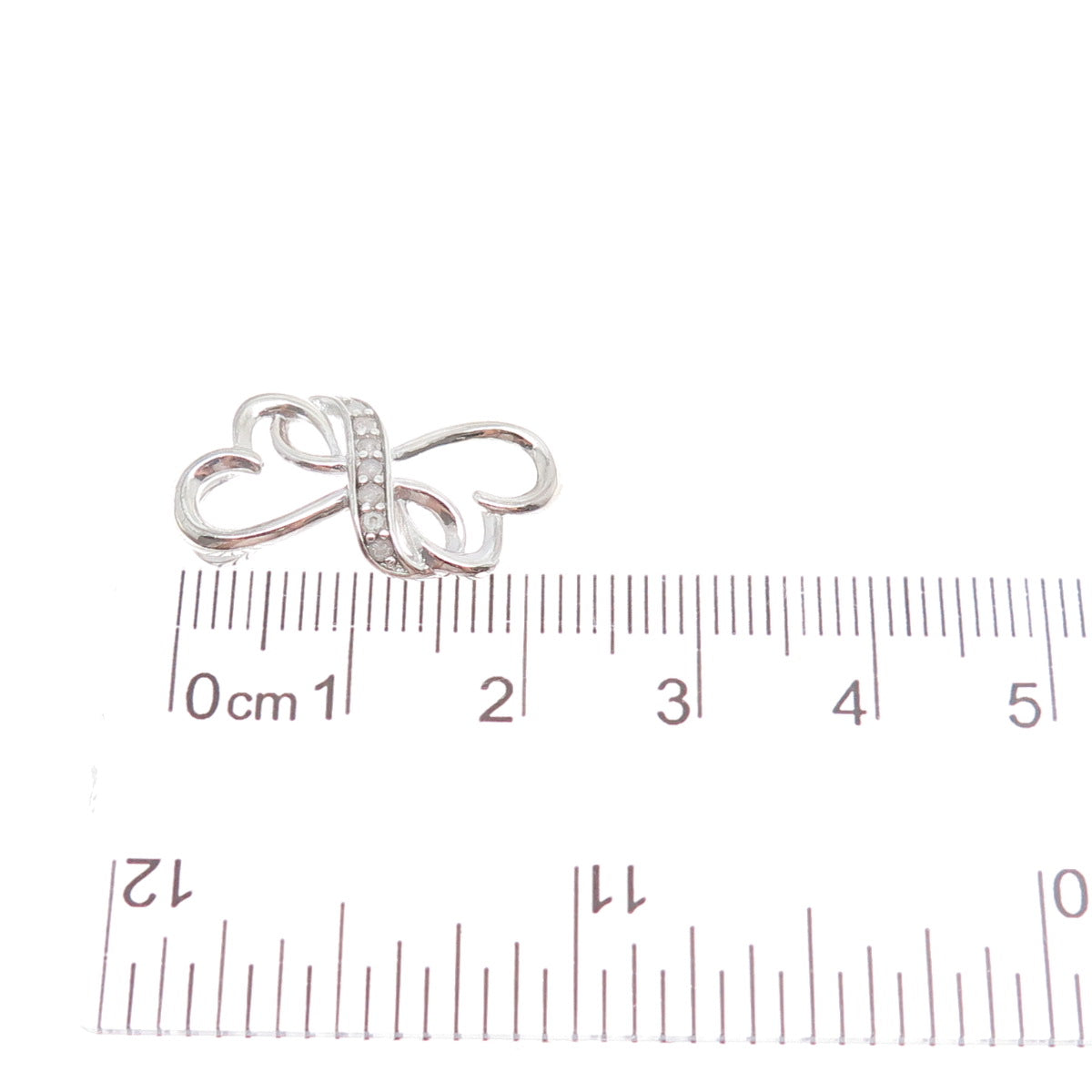 CHARLES WINSTON 925 Sterling Silver Real Diamond Heart Minimalist Slide Pendant