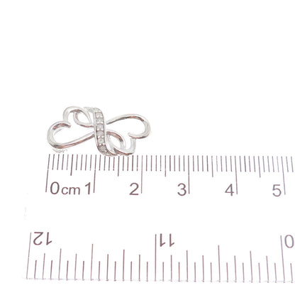 CHARLES WINSTON 925 Sterling Silver Real Diamond Heart Minimalist Slide Pendant