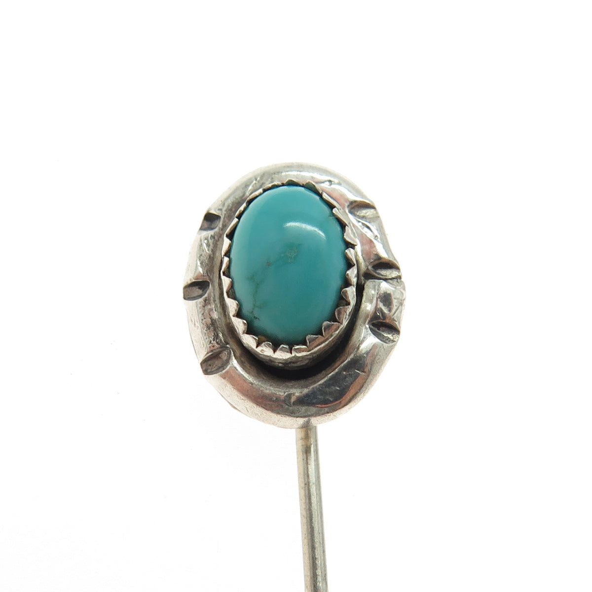 ANITA WHITEGOAT NAVAJO Old Pawn Sterling Silver Turquoise Snake Eye Lapel Pin