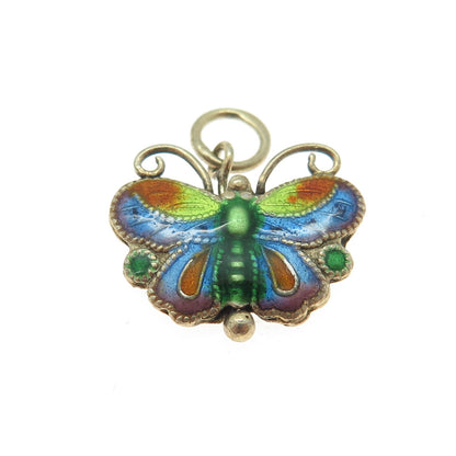 925S Sterling Gold Plated Enamel Vintage Scandinavian Butterfly Mini Pendant