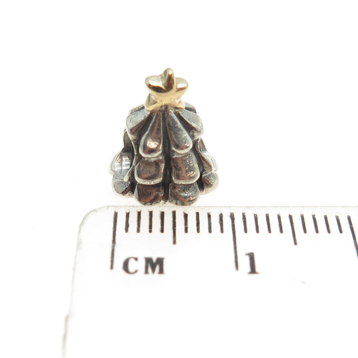 PANDORA 14K Yellow Gold & 925 Sterling Silver Christmas Tree Bead Charm