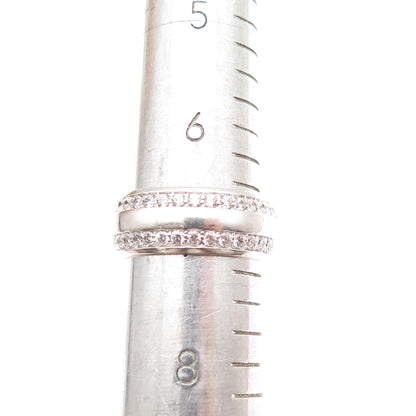 925 Sterling Silver Round-Cut C Z All Around Band Ring Size 7