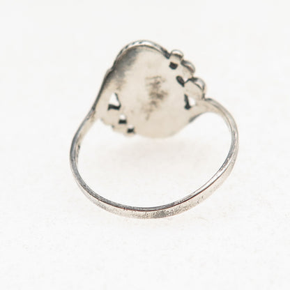 925 Sterling Silver Vintage Real MOP Beaded Oxidized Ring Size 6