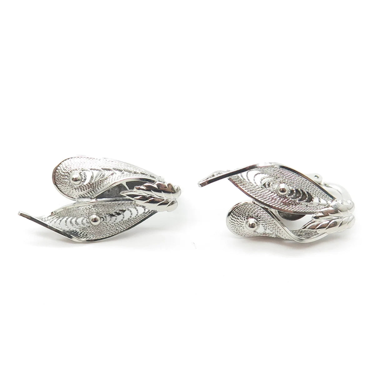 925 Sterling Silver Vintage Filigree Modernist Earrings