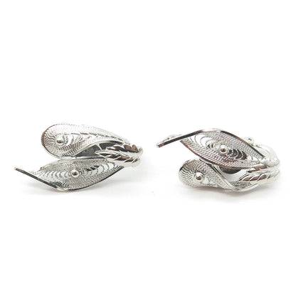 925 Sterling Silver Vintage Filigree Modernist Earrings