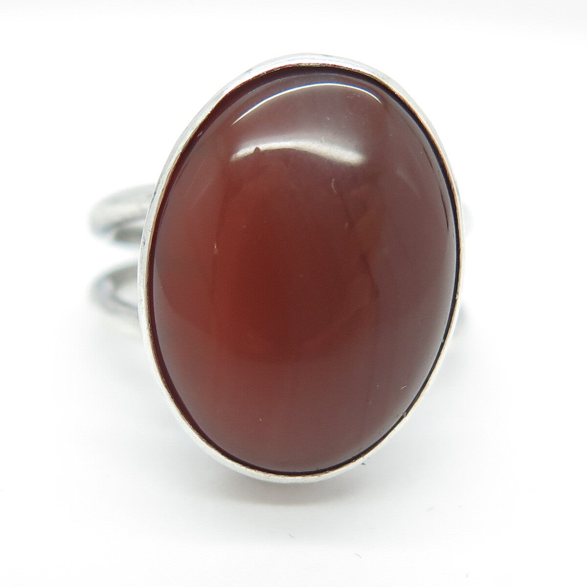 DAEDALUS LTD 925 Sterling Silver Vintage London Red Agate Gem Ring Size 4.75