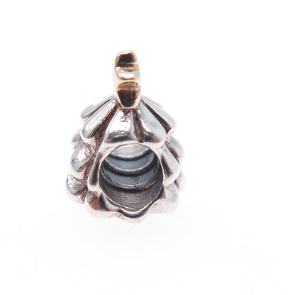 PANDORA 925 Sterling Silver & Gold Christmas Tree Slide Bead Charm