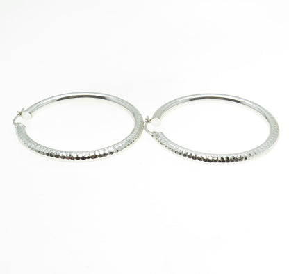 HAN 925 Sterling Silver Diamond-Cut Hoop Earrings