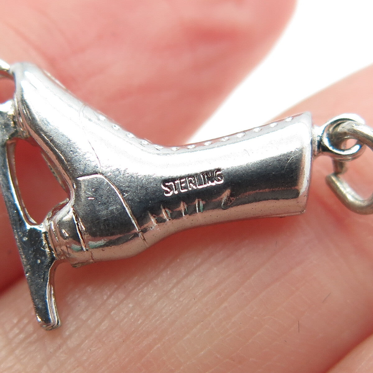 925 Sterling Silver Vintage Ice Skating Shoe 3D Charm Pendant
