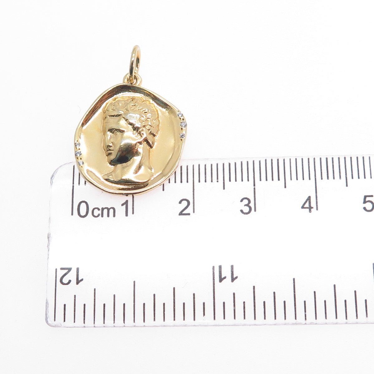 Hermina Athens 925 Sterling Silver Gold Plated C Z Hermis Charm Pendant
