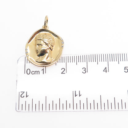 Hermina Athens 925 Sterling Silver Gold Plated C Z Hermis Charm Pendant