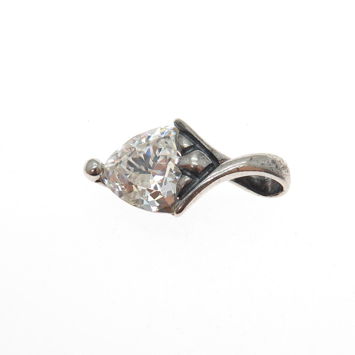 925 Sterling Silver Triangle-Cut C Z Minimalist Charm Pendant