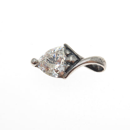 925 Sterling Silver Triangle-Cut C Z Minimalist Charm Pendant