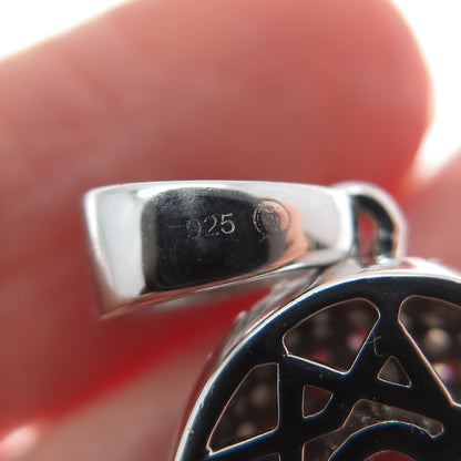 925 Sterling Silver Round-Cut Shaped C Z Letter Q Initial Sparkle Pendant