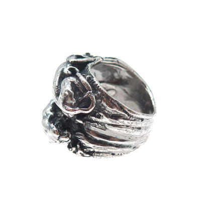 925 Sterling Silver Vintage Tiger Twins Oxidized Ring Size 7