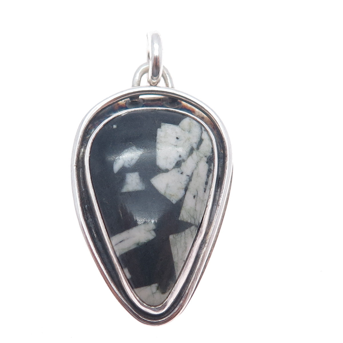 Old Pawn Sterling Silver Vintage Southwestern Buffalo Turquoise Tribal Pendant