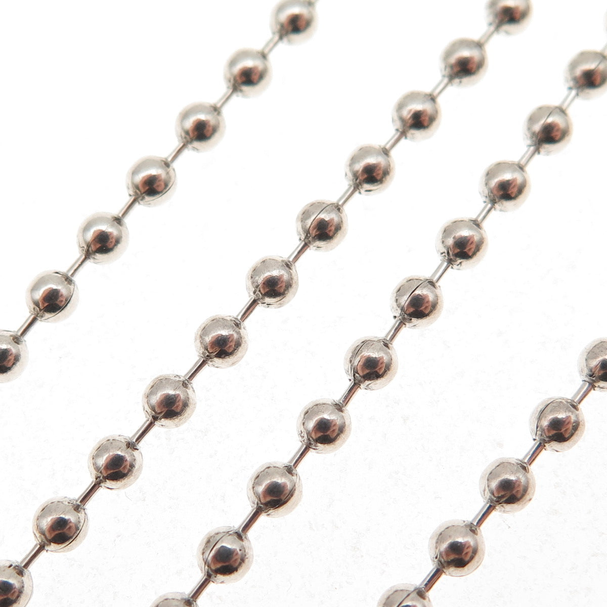 925 Sterling Silver Vintage Ball Beaded Chain Necklace 28"