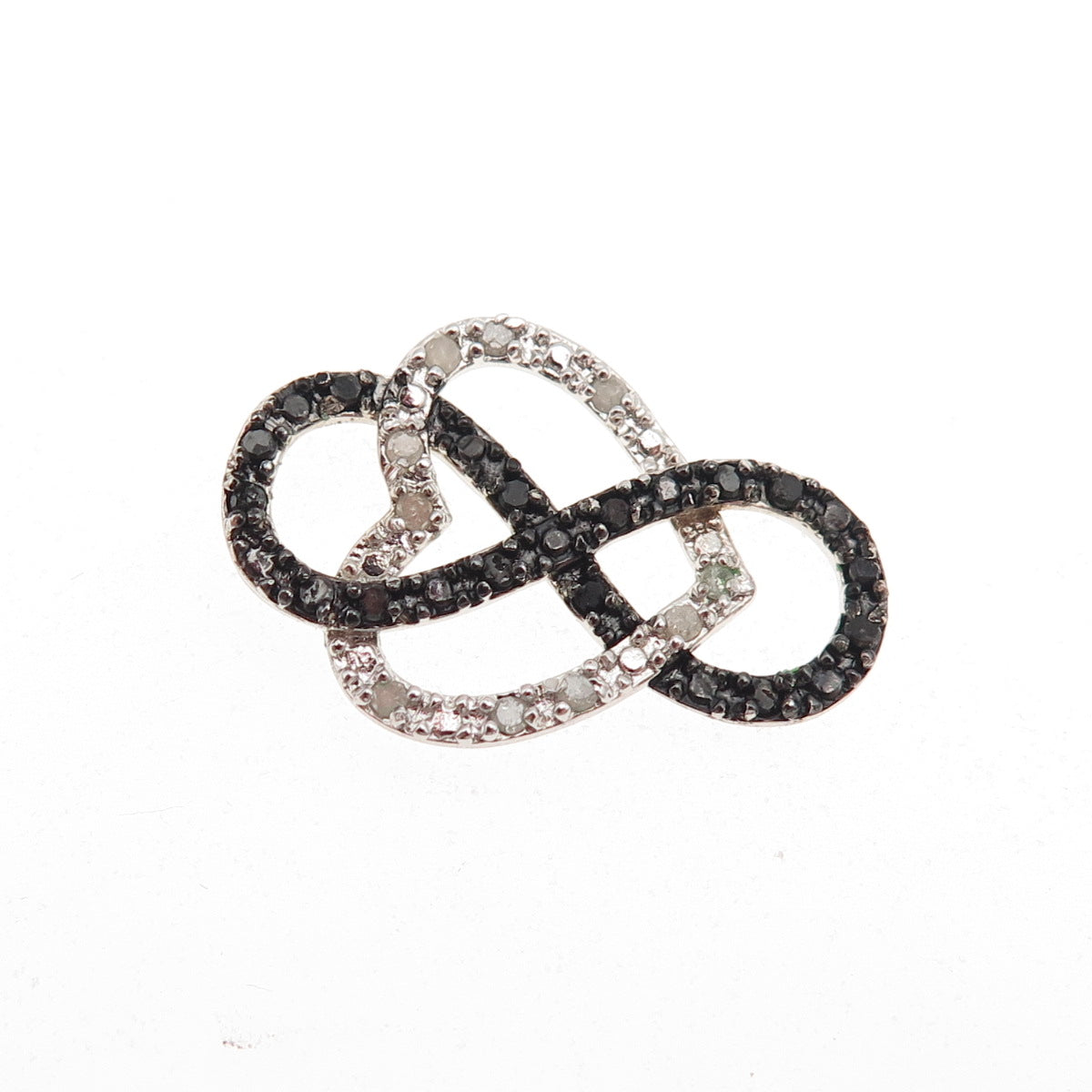 Charles Winston Sterling Real Black & White Diamond Heart Infinity Slide Pendant