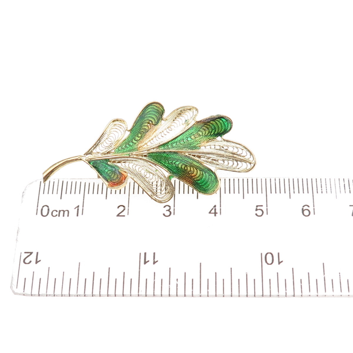 800 Silver Gold Plated Vintage Italy Enamel Floral Filigree Pin Brooch