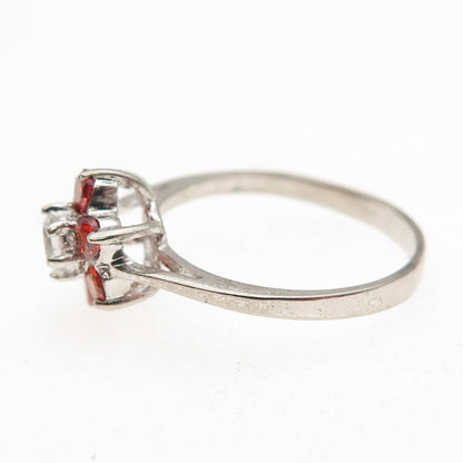 925 Sterling Silver Round-Cut Imperial & White C Z Ring Size 7
