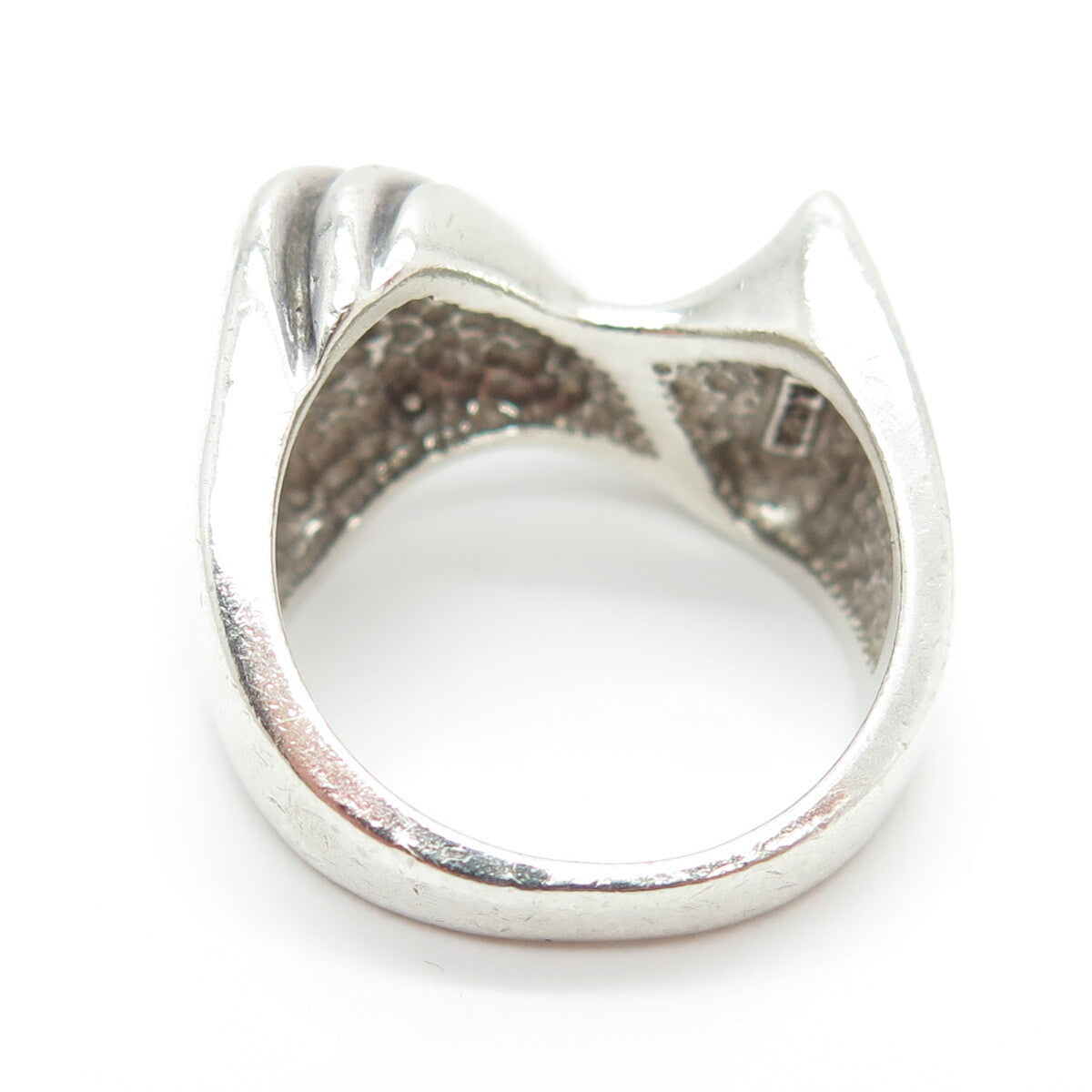 925 Sterling Silver Vintage Ribbed Modernist Ring Size 5.75