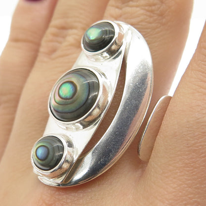 DOMINIQUE DINOUART Sterling Silver Vintage Mexico Abalone Shell Ring Size 11.5