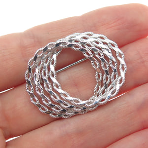 A & Z HAYWARD 925 Sterling Silver Vintage Interlocked Eternity Circle Pin Brooch