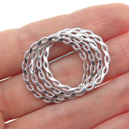 A & Z HAYWARD 925 Sterling Silver Vintage Interlocked Eternity Circle Pin Brooch