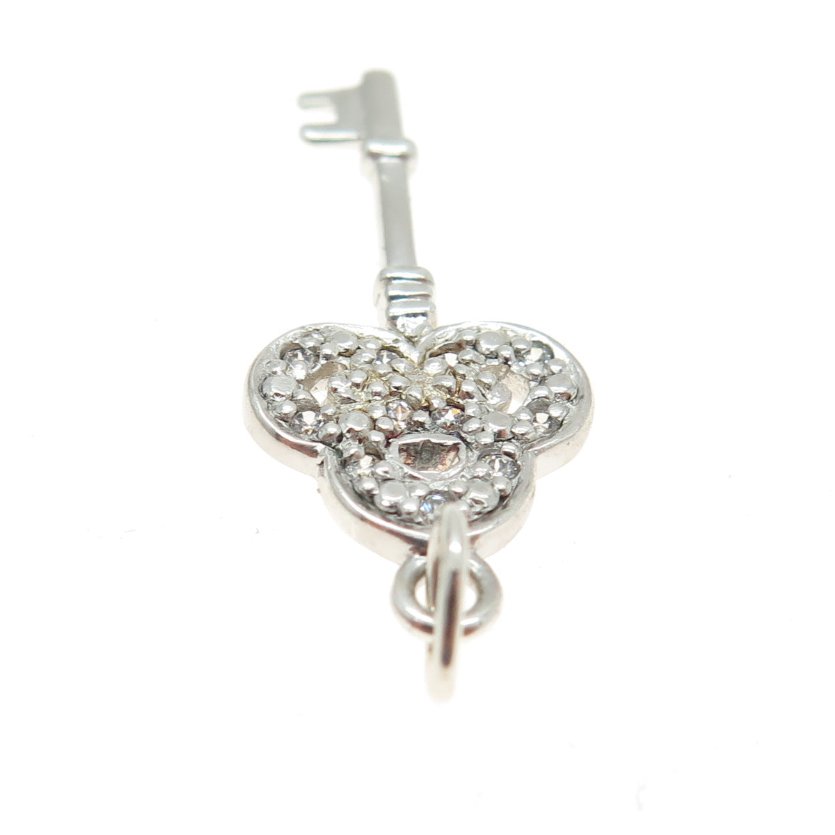 925 Sterling Silver Round-Cut Shaped C Z Key Pendant