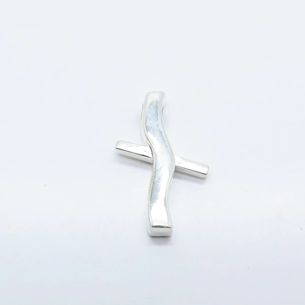 925 Sterling Silver Vintage Modernist Cross Pendant