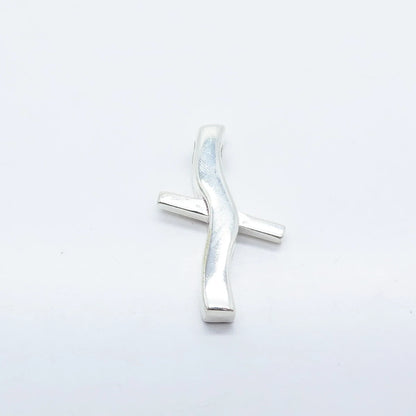 925 Sterling Silver Vintage Modernist Cross Pendant