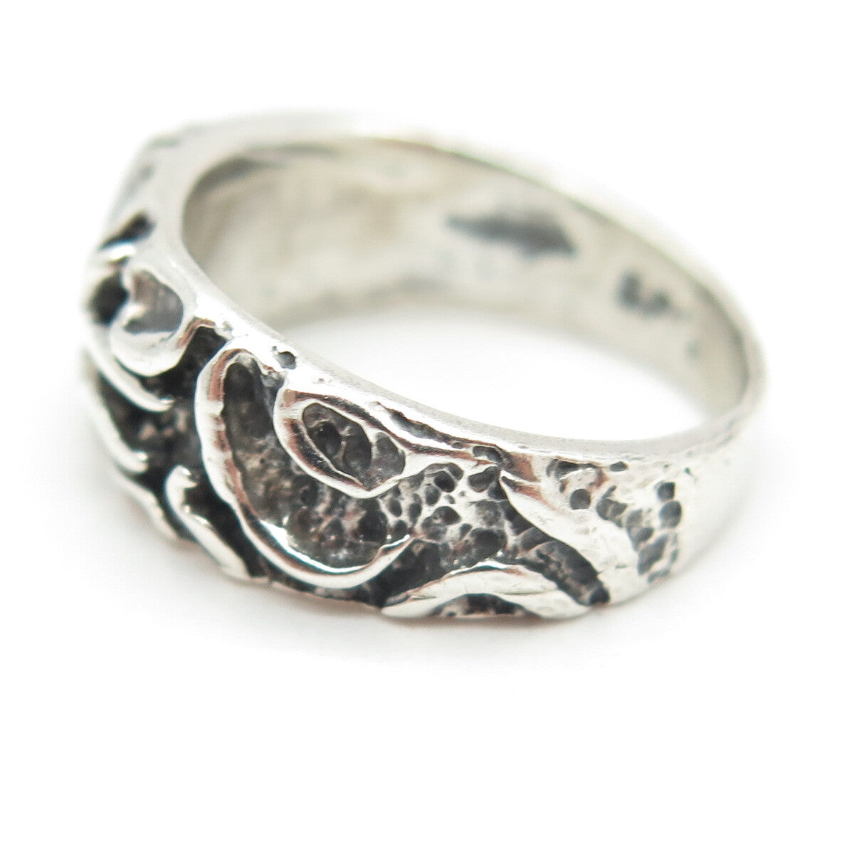 925 Sterling Silver Vintage EFS Mexico Modernist Oxidized Ring Size 6.25