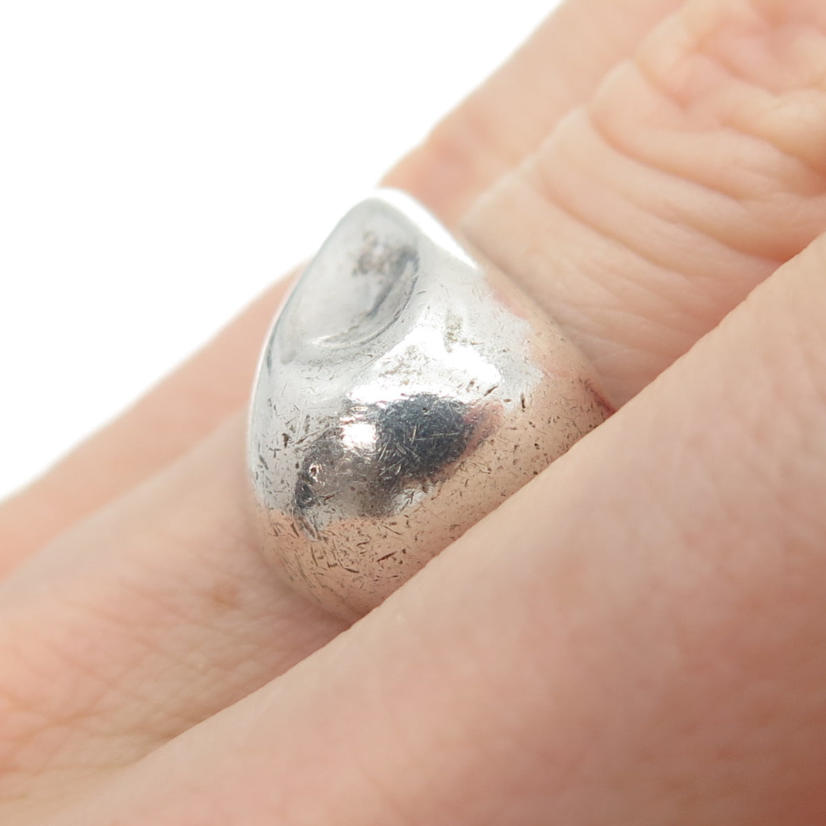925 Sterling Silver Vintage Modernist Overlap Oxidized Ring Size 5