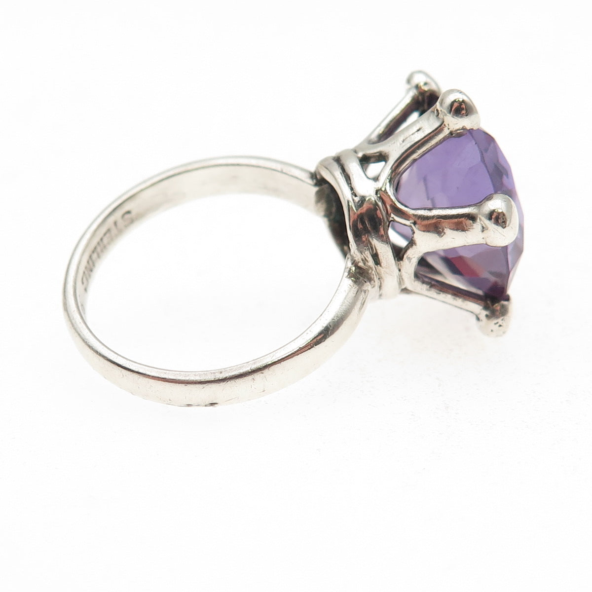925 Sterling Silver Vintage Mexico Lab-Created Peacock Sapphire Ring Size 6.75