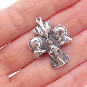 Catamore 925 Sterling Silver Antique Art Deco St. Joseph 4-Way Cross Pendant