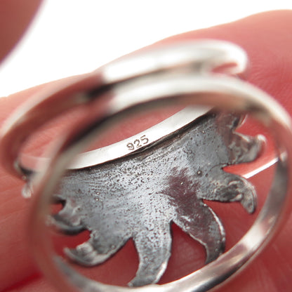 925 Sterling Silver Vintage Sun Oxidized Ring Size 6.25