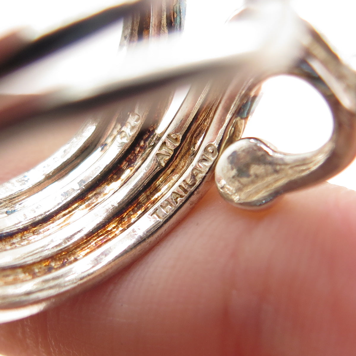ATI ANNIKA WITT Sterling Silver Vintage Modernist Wavy Adjustable Ring Size 8.5