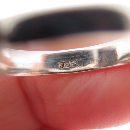 925 Sterling Silver Vintage ASC Real Amethyst Modernist Statement Ring Size 8.25