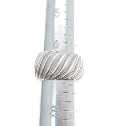 SX SALLY C 925 Sterling Silver Vintage Modernist Wavy Ribbed Band Ring Size 7