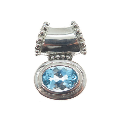 CHATEAU D'ARGENT 925 Sterling Silver Vintage Real Blue Topaz Slide Pendant