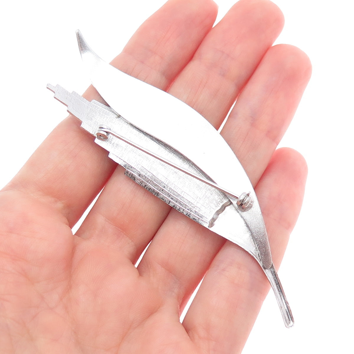 BEAU 925 Sterling Silver Vintage Feather Pin Brooch