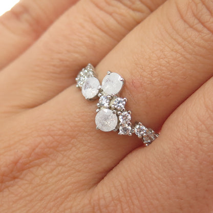 BOMB PARTY 925 Sterling Silver Round-Cut C Z Ring Size 7.5