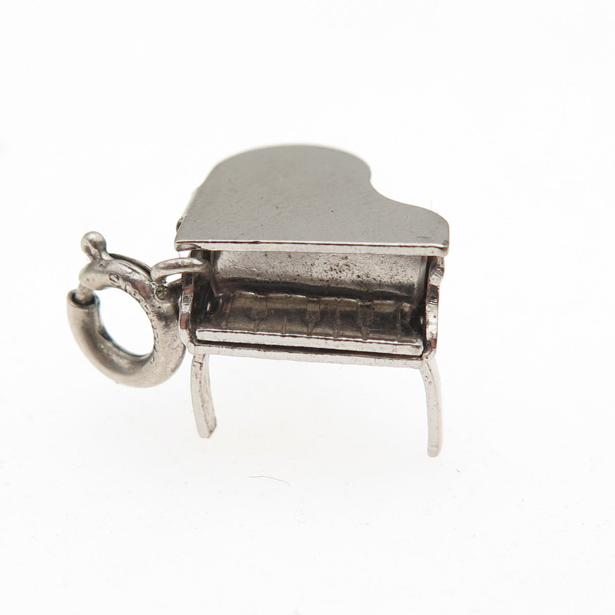 JEWELART Sterling Antique Art Deco Grand Piano Spring Ring Mini Locket Pendant
