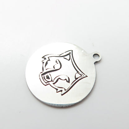 925 Sterling Silver USA Two In Town Wolf Charm Pendant