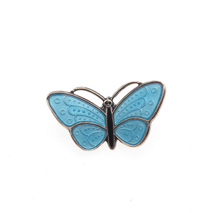 Aksel Holmsen 925S Sterling Silver Vintage Norway Enamel Butterfly Pin Brooch