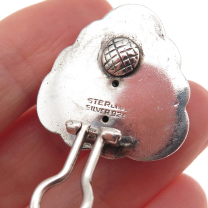 925 Sterling Silver Vintage Modernist Triangle Oxidized Clip On Earrings
