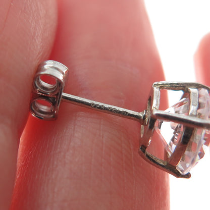 925 Sterling Silver Round-Cut C Z Stud Earrings