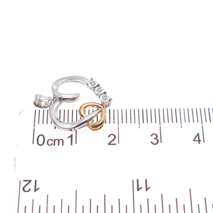 RL Richline Sterling Silver 2-Tone Real Diamond Heart Minimalist Charm Pendant