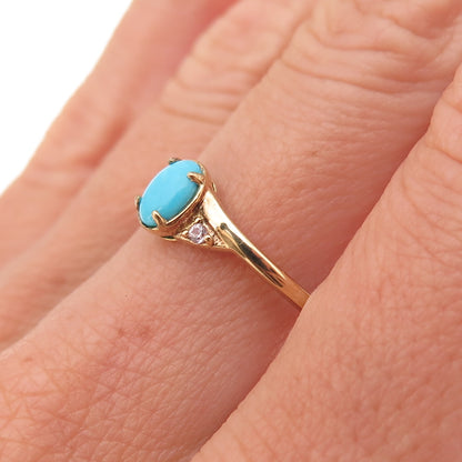 Chuck Clemency 925 Sterling Gold Plated Real Turquoise & Topaz Ring Size 8.25