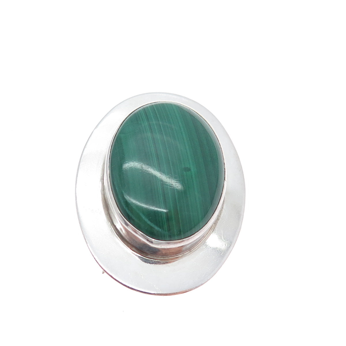 BEN J. CHAVEZ NAVAJO Old Pawn Sterling Silver Vintage Malachite Brooch Pendant